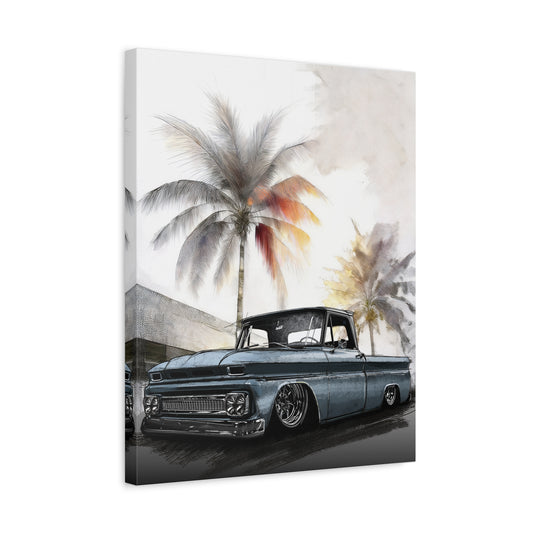 Canvas Art: Vintage Truck and Palm Trees