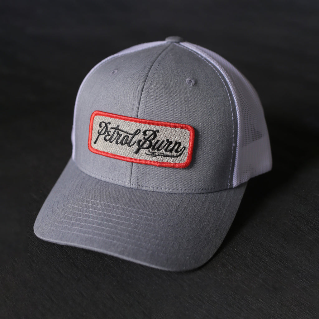 Burn Logo Curved Bill Gray/White