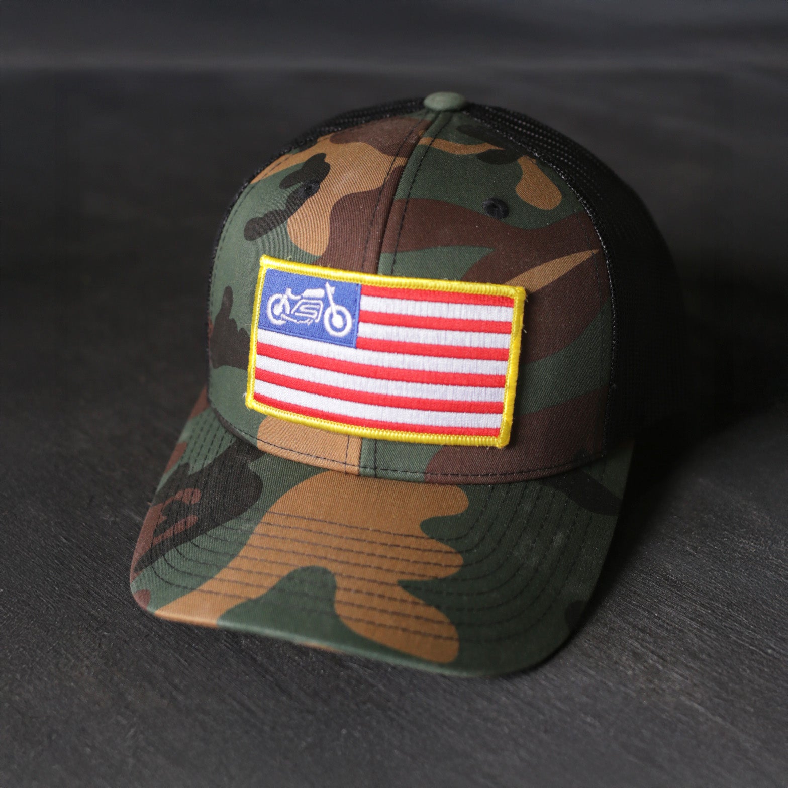 United Moto Flag Camo Curved Bill