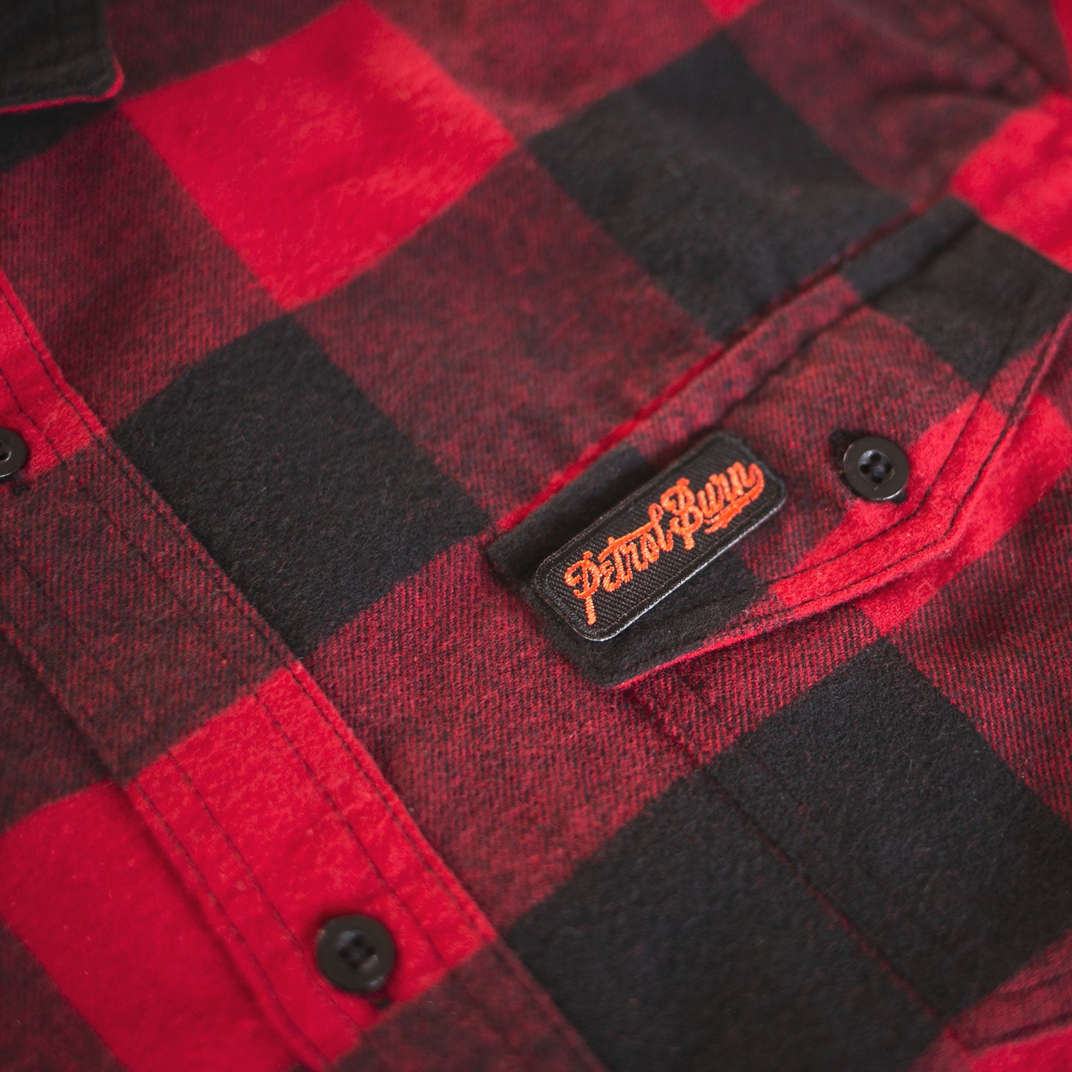 petrol burn logo flannel detail