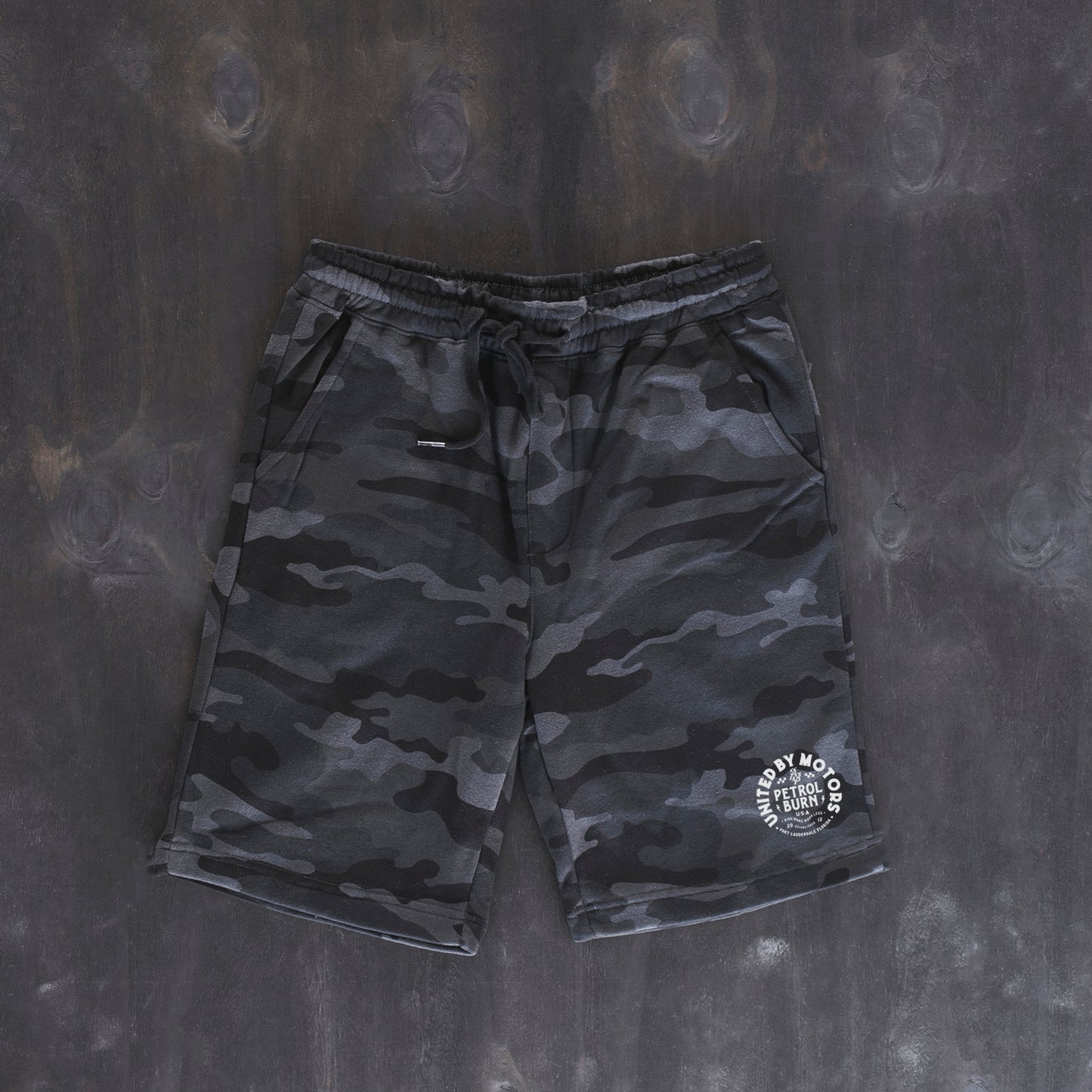 black camo mens shorts gasoline culture