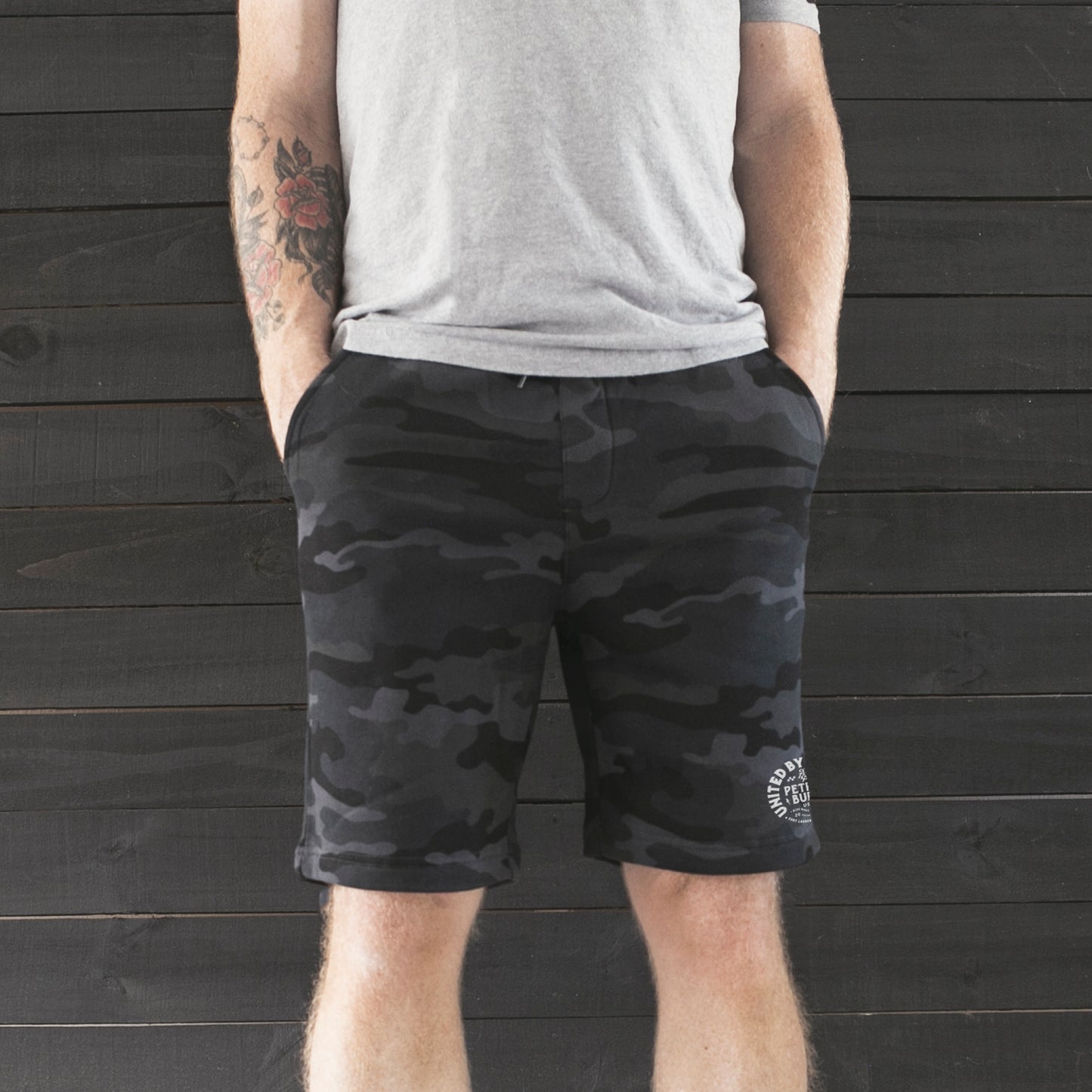petrol burn lifestyle black cam shorts