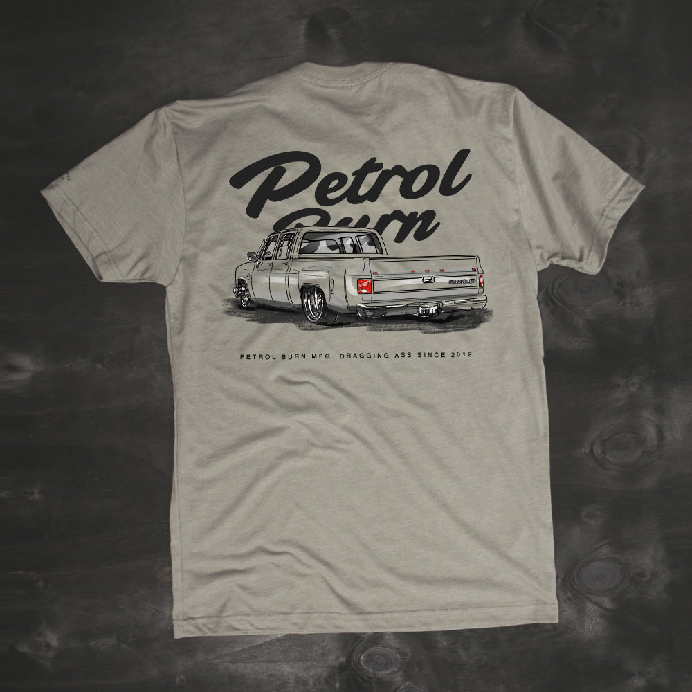 classic square body chevy dually bagged mens t-shirt