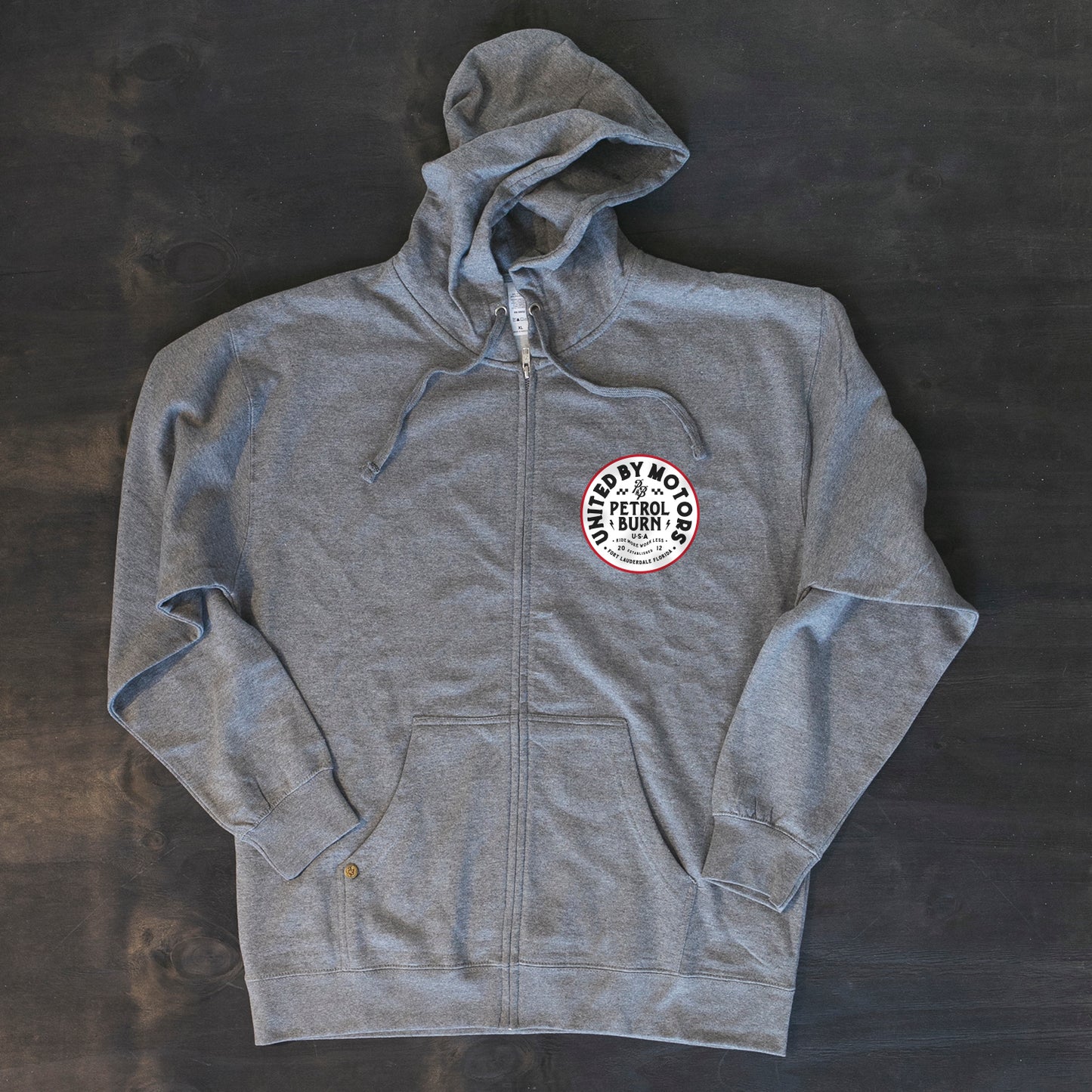 motorcycle and car enthisiast inspired zip hoodie