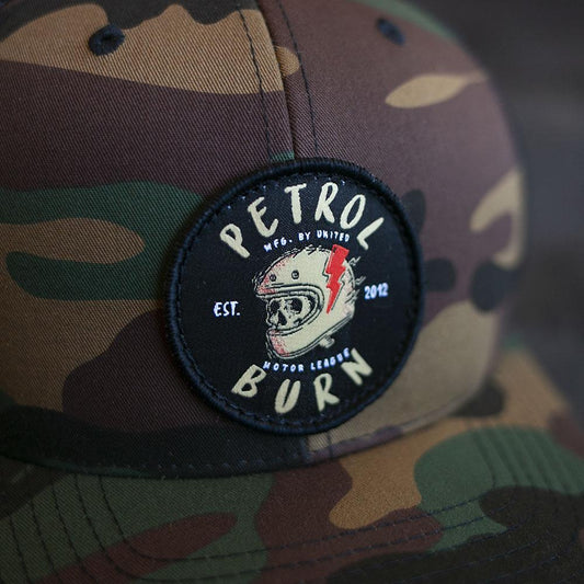 skull motorcycle rider cafe racer patch petrol burn