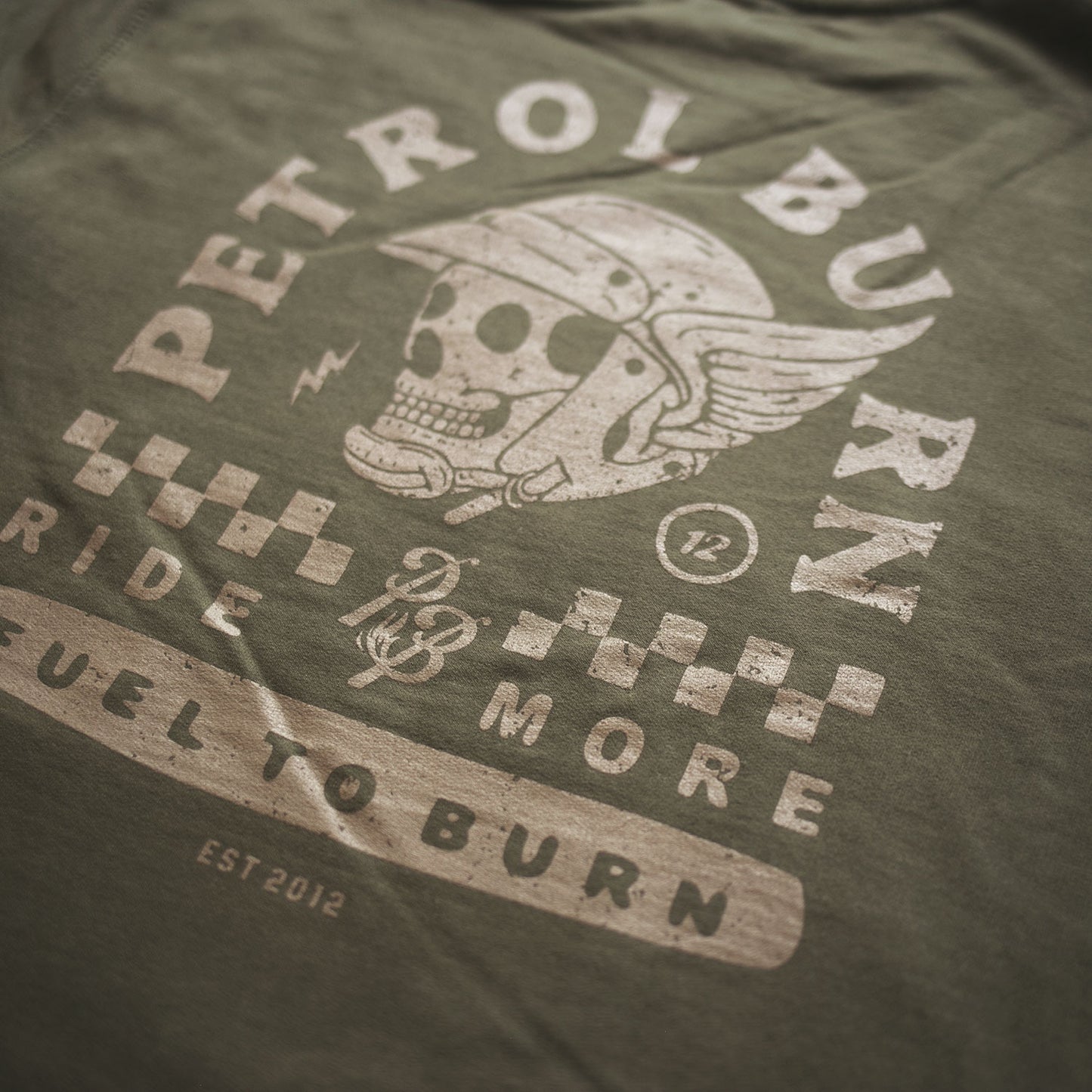 moto auto lifestyle army green crew neck sweatshirt