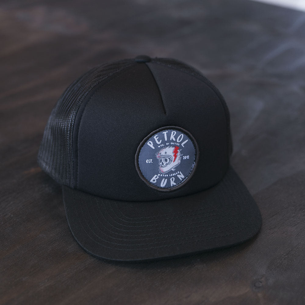 petrol burn black padded trucker motorcycle cafe racer lifestyle rider