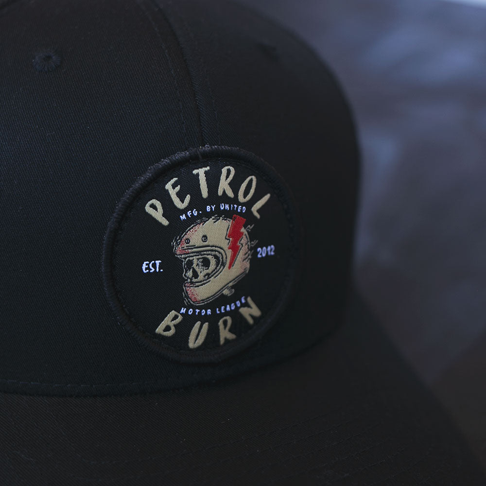 brain bucket skull design hat petrol burn