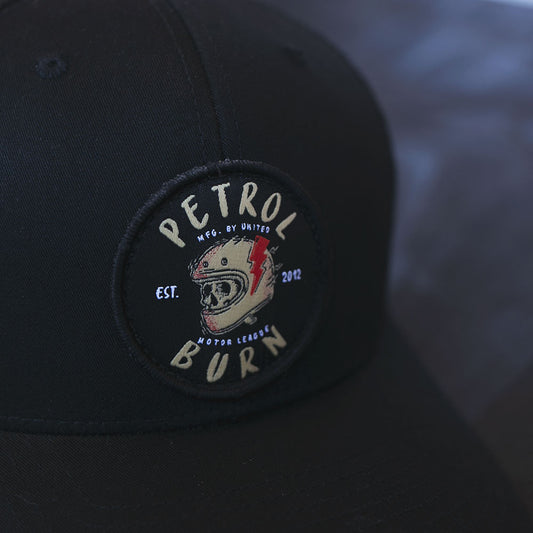 brain bucket skull design hat petrol burn