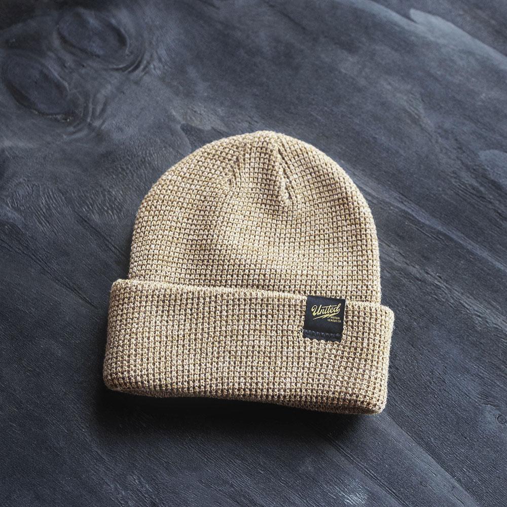 united motor league knit beanie details