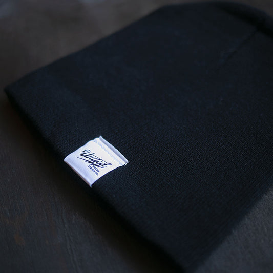 cafe racer inspired black winter knit beanie