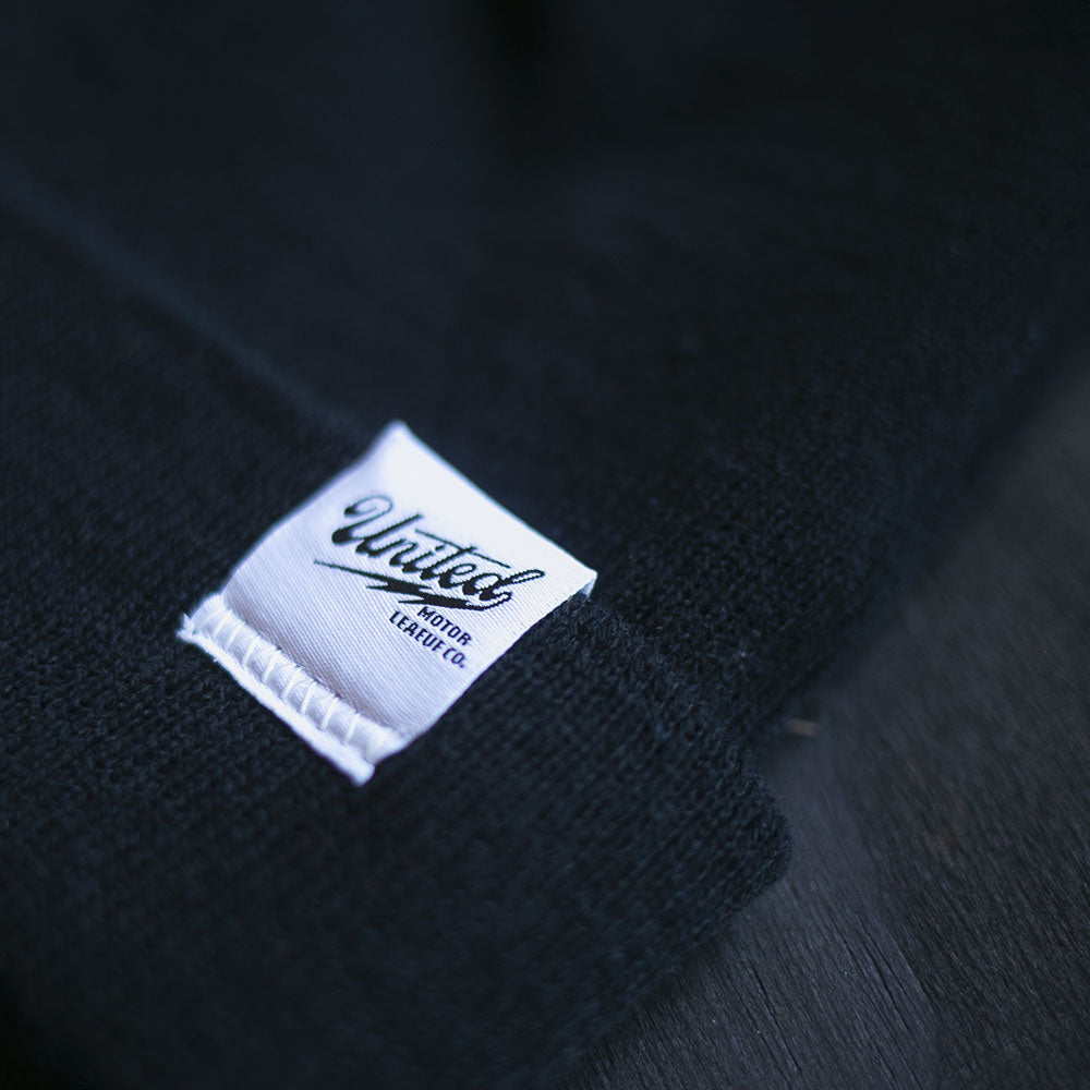 united motor league black knit beanie moto and car lifestyle inspired