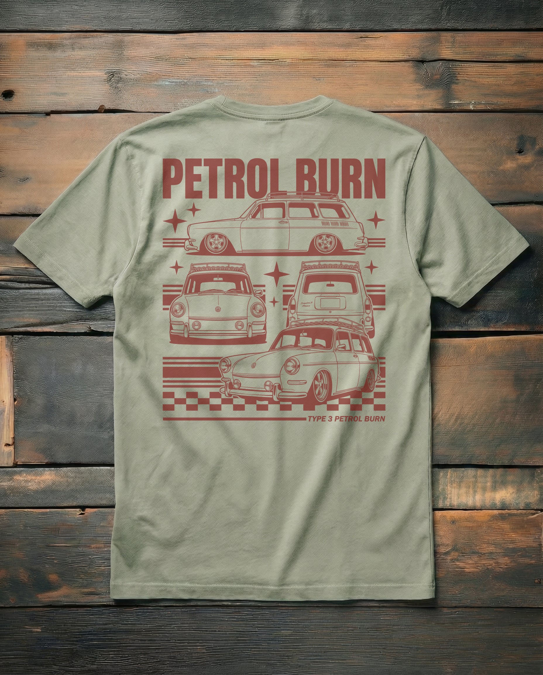 Petrol Burn Vintage Air-Cooled VW Insp. T-Shirt | Gasoline Culture Tee ...