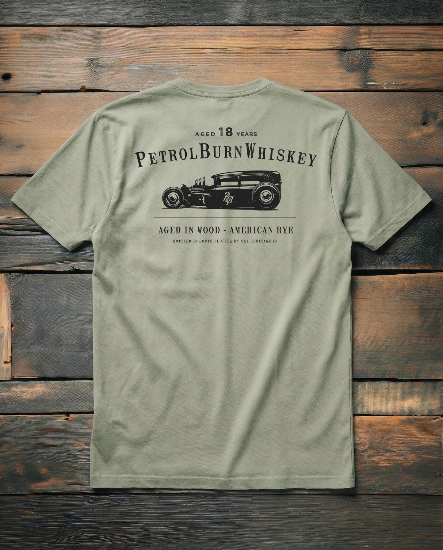 hot rod rat rod gray petrol burn tshirt