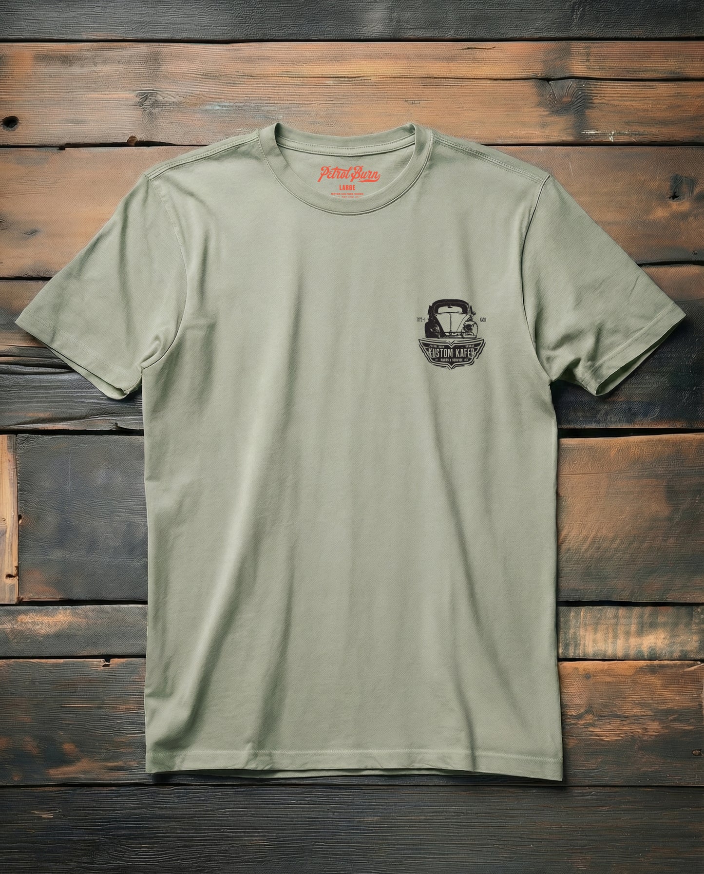 petrol burn custom VW bug air coooed tshirt