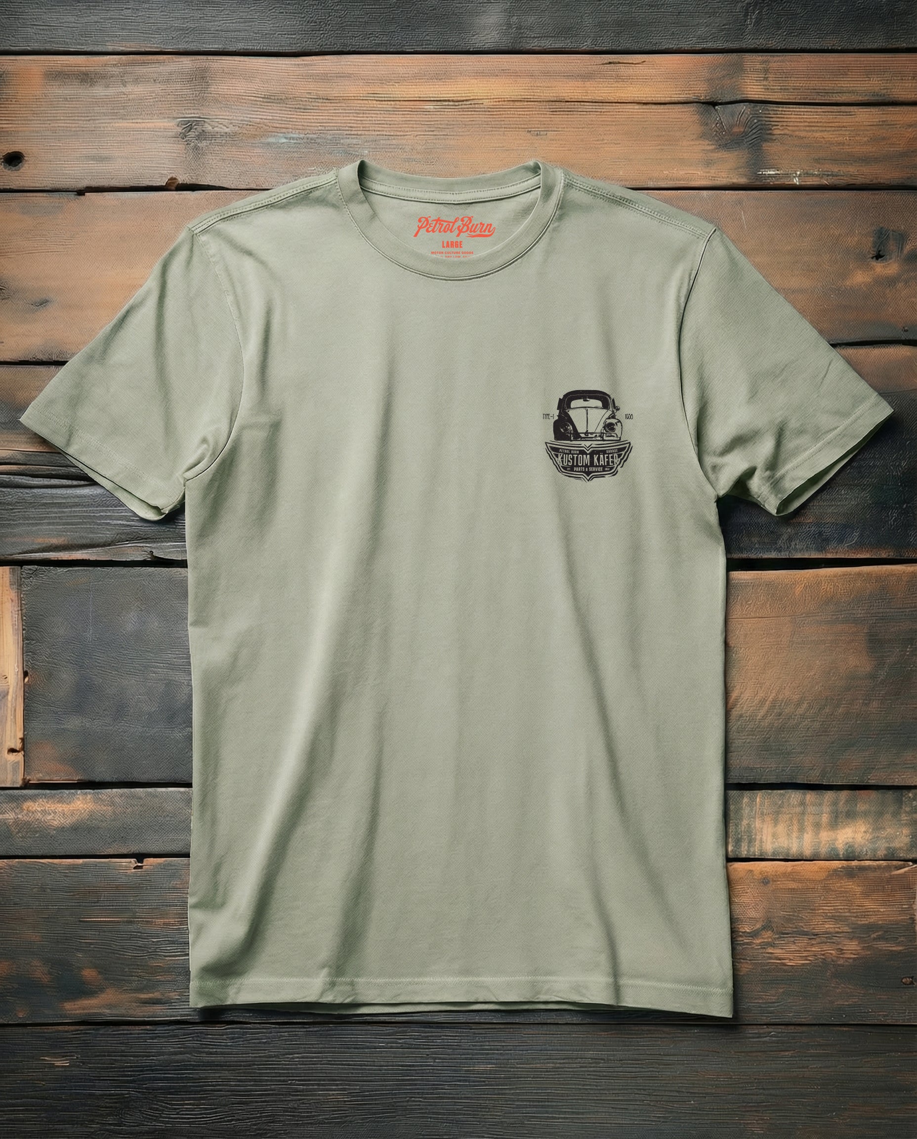 petrol burn custom VW bug air coooed tshirt