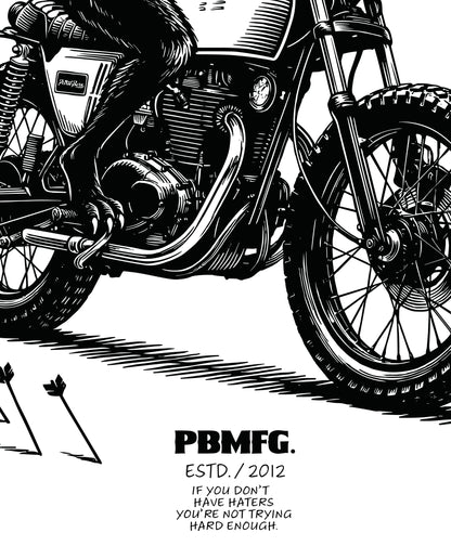 petrol burn motorycle tshirt white