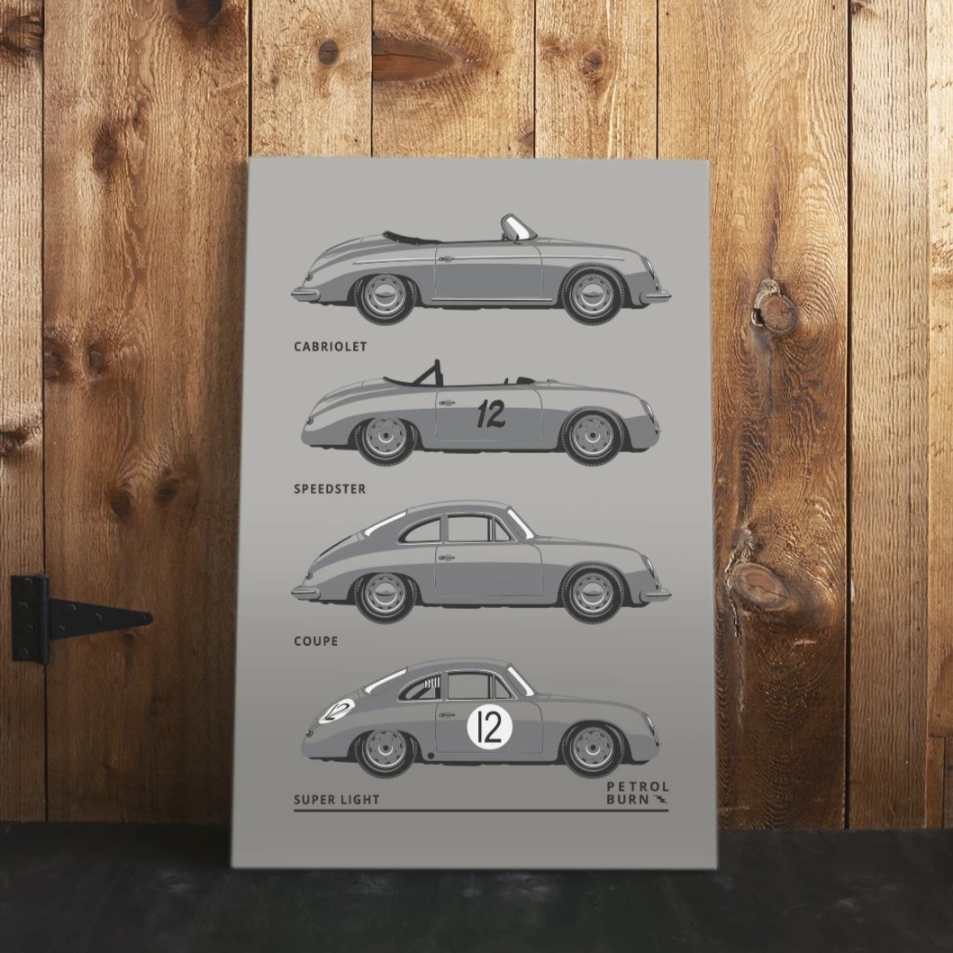 356 911 inspired canvas print coupe speedster artwork