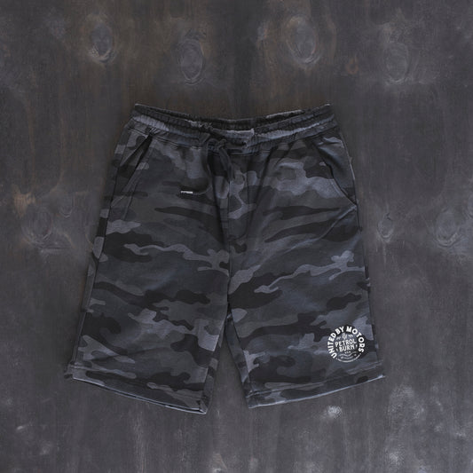 black camo mens shorts gasoline culture