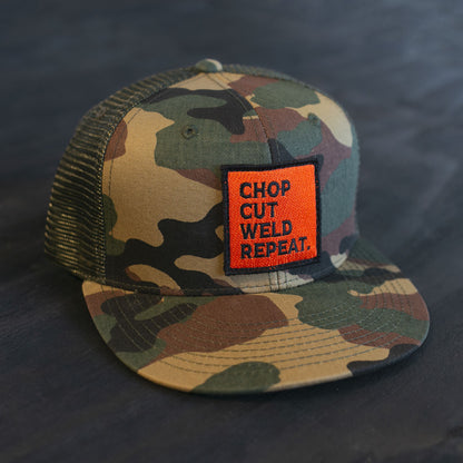 chop cut weld repeat welders fabricators trucker hat
