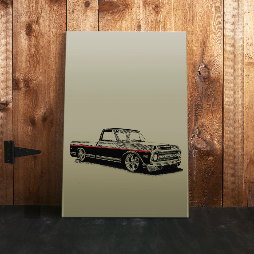 chevy C-10 Cten classic vintage truck artwork on canvas