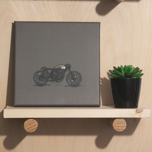 cafe racer motorcycle drawing canvas print
