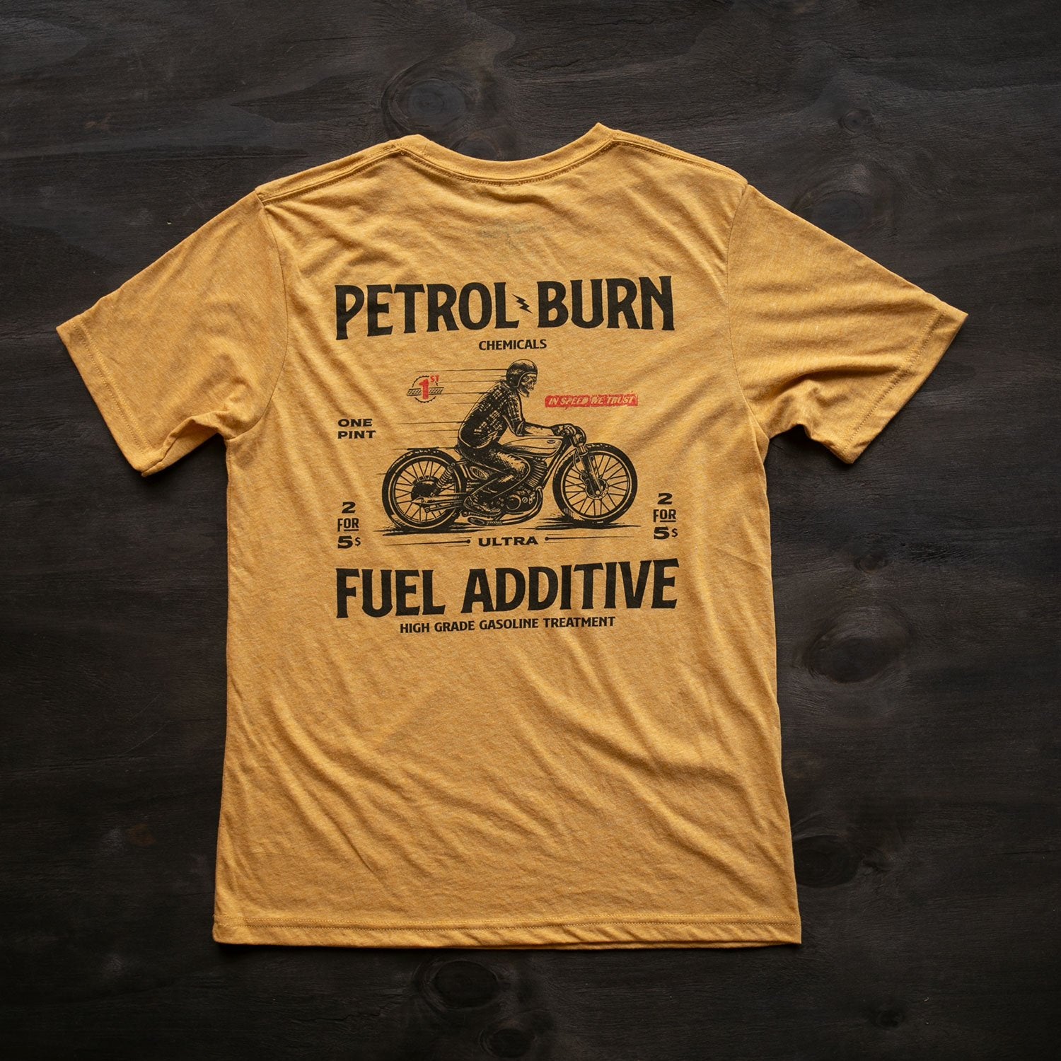 petrol burn chemical fuel additive vintage inspired mens t-shirt