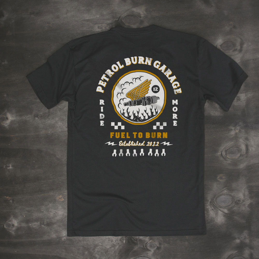 petrol burn garage moto lifestyle mens tshirt