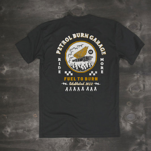 petrol burn garage moto lifestyle mens tshirt