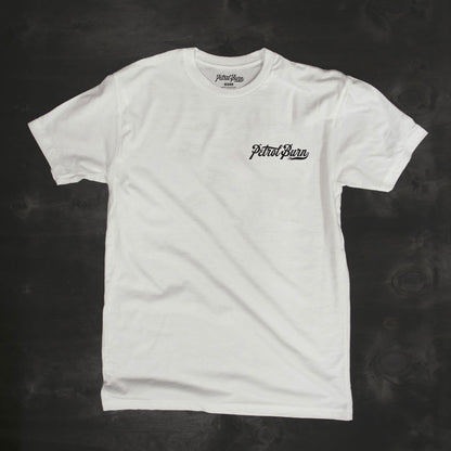 classic vintage gasoline culture sign tshirt white