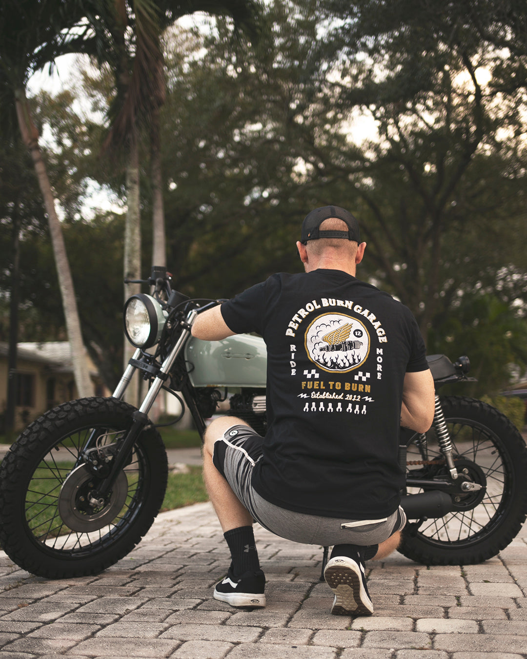 petrol burn apparel moto lifestyle auto enthusiast black t-shirt