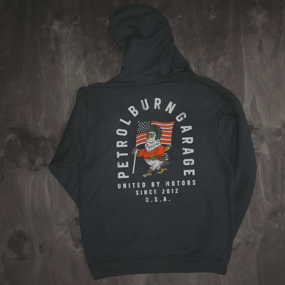 motor patriot black zip hoodie