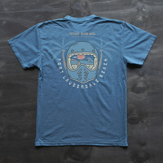 moto beach vintage full faced moto helmet tshirt