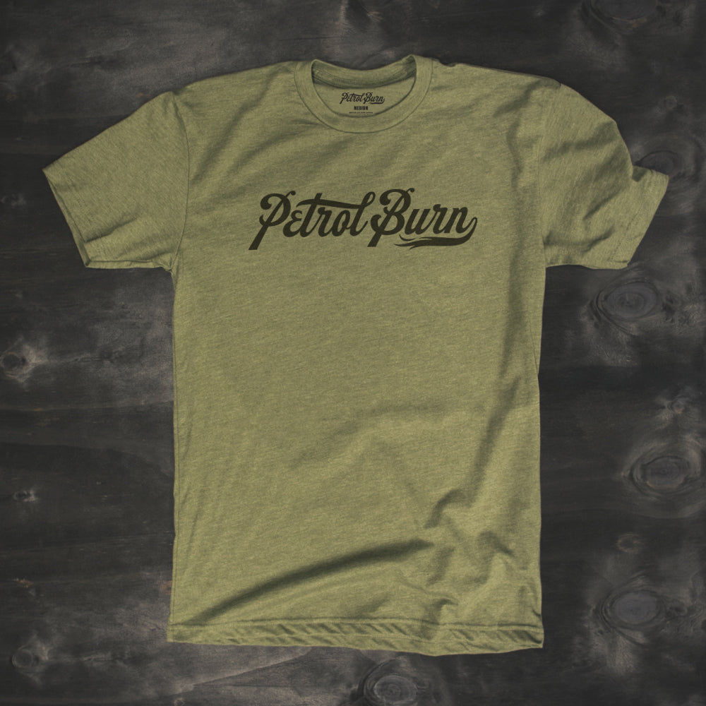 petrol burn motorcycle lifestyle mens logo tshirt