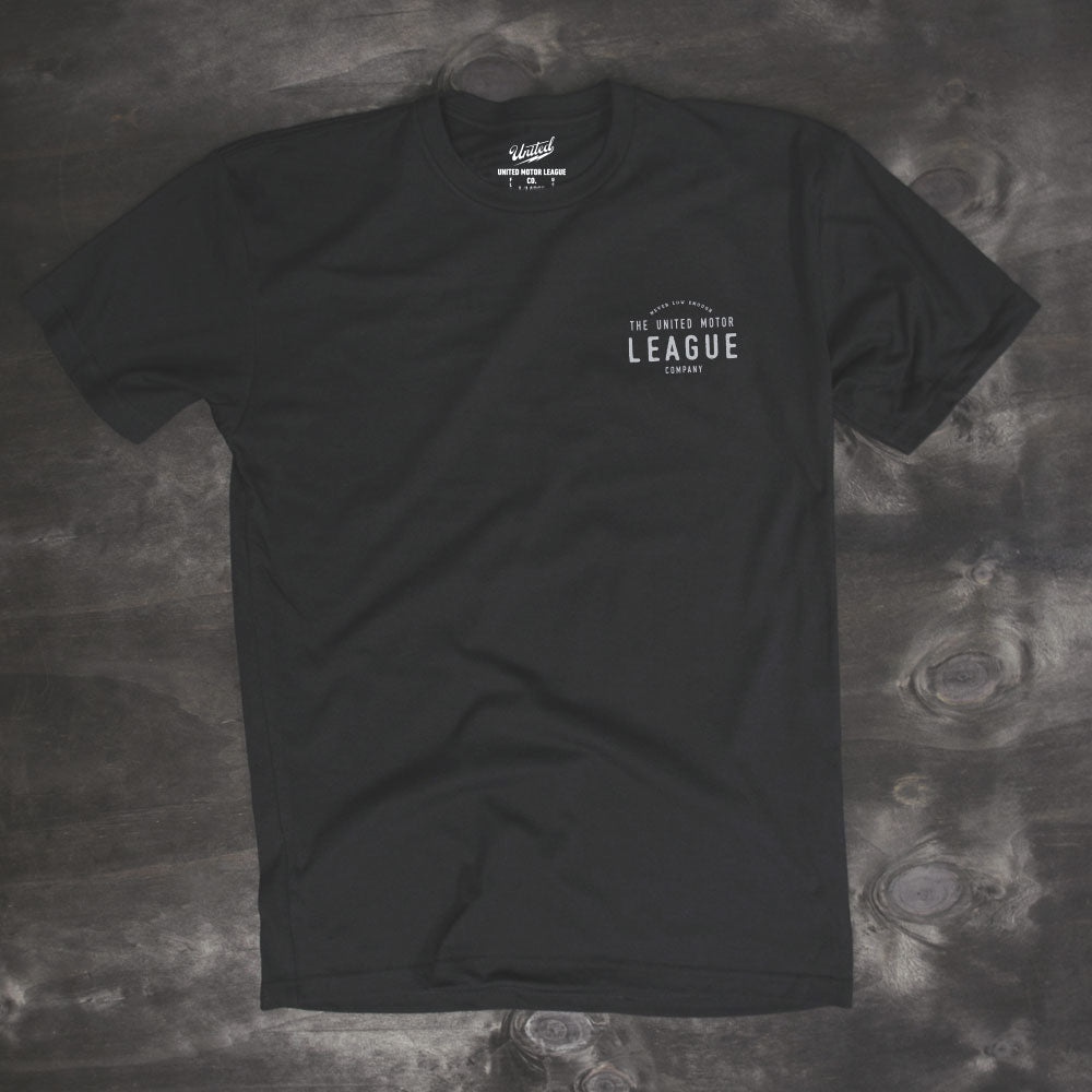 untied motor league men's black tshirt design