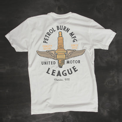 vintage gasoline culture spark plug design t-shirt