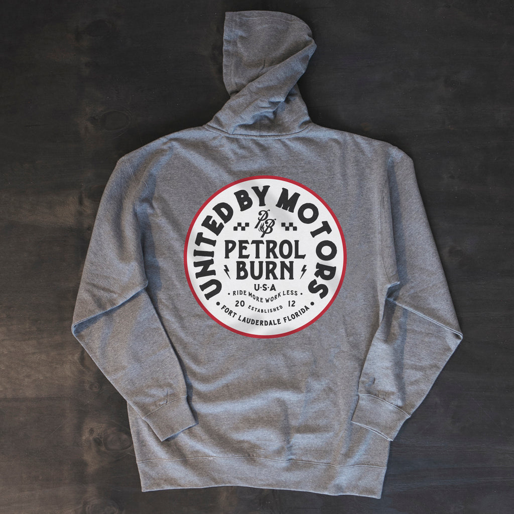petrol burn moto and car lifestyle zip hoodie