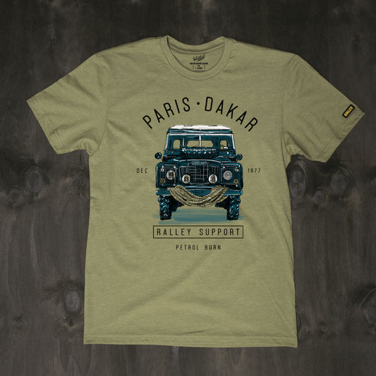paris dakar land rover series iii overland tshirt