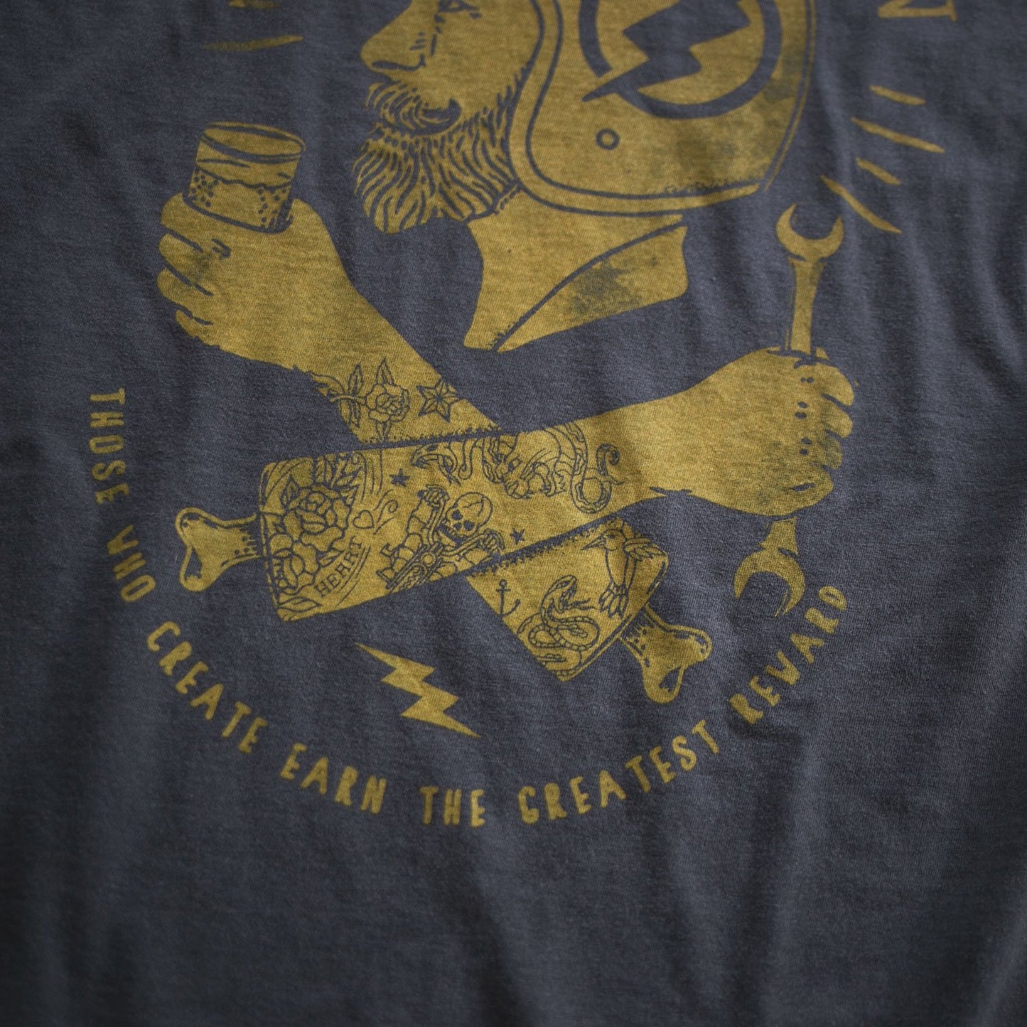 those who create earn the greatest reward petrol burn gray shirt