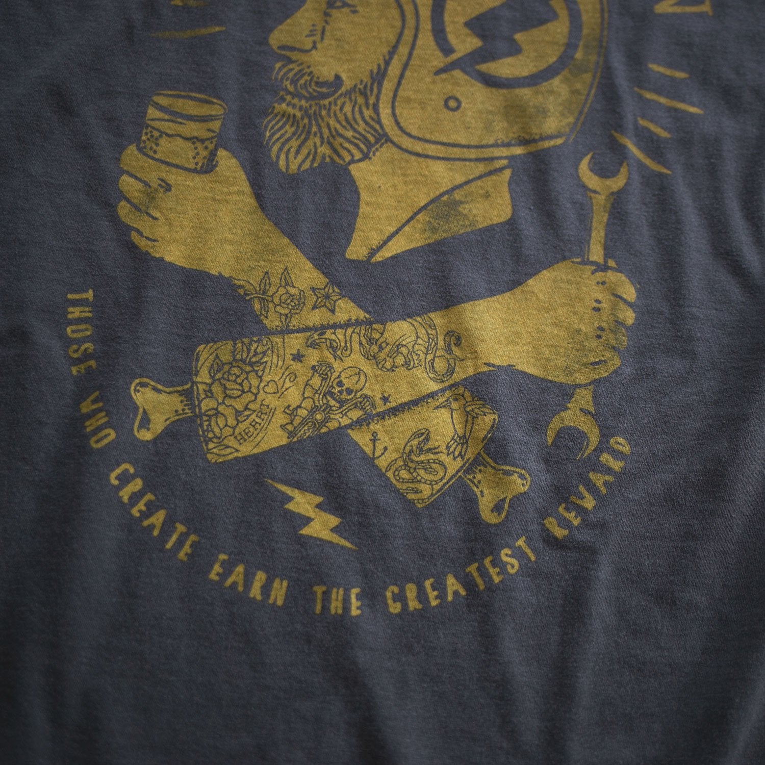 those who create earn the greatest reward petrol burn gray shirt