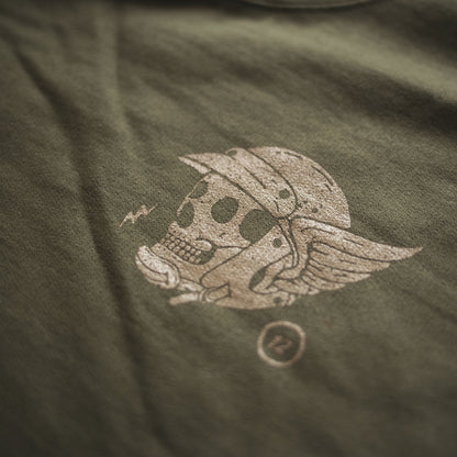motorcycle helmet skull vintage inspired crew neck sweatshirt