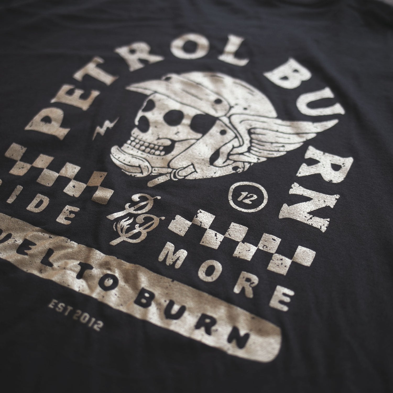 motorcycle skull rider vintage black mens tshirt