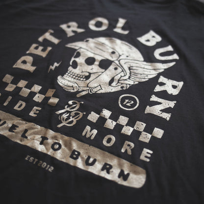 motorcycle skull rider vintage black mens tshirt