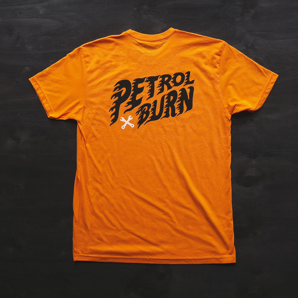 petrol burn orange moto lifestyle tshirt