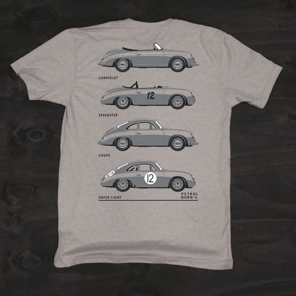 air-cooled classic porsche 356 outlaw models tshirt