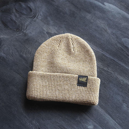 united motor league knit beanie details