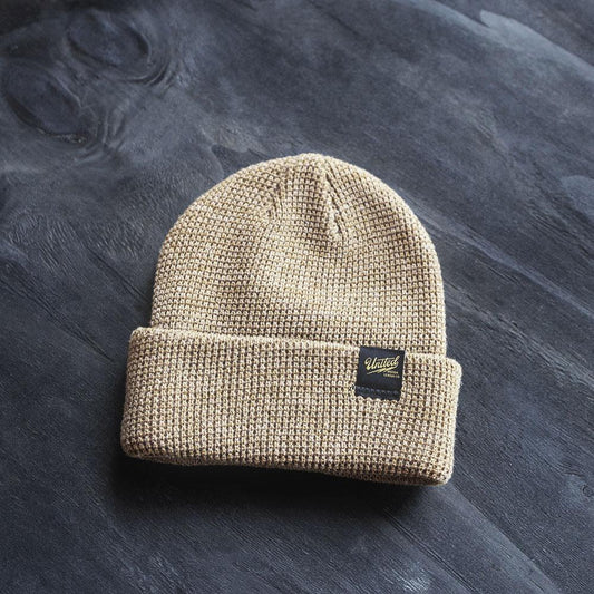 united motor league knit beanie details