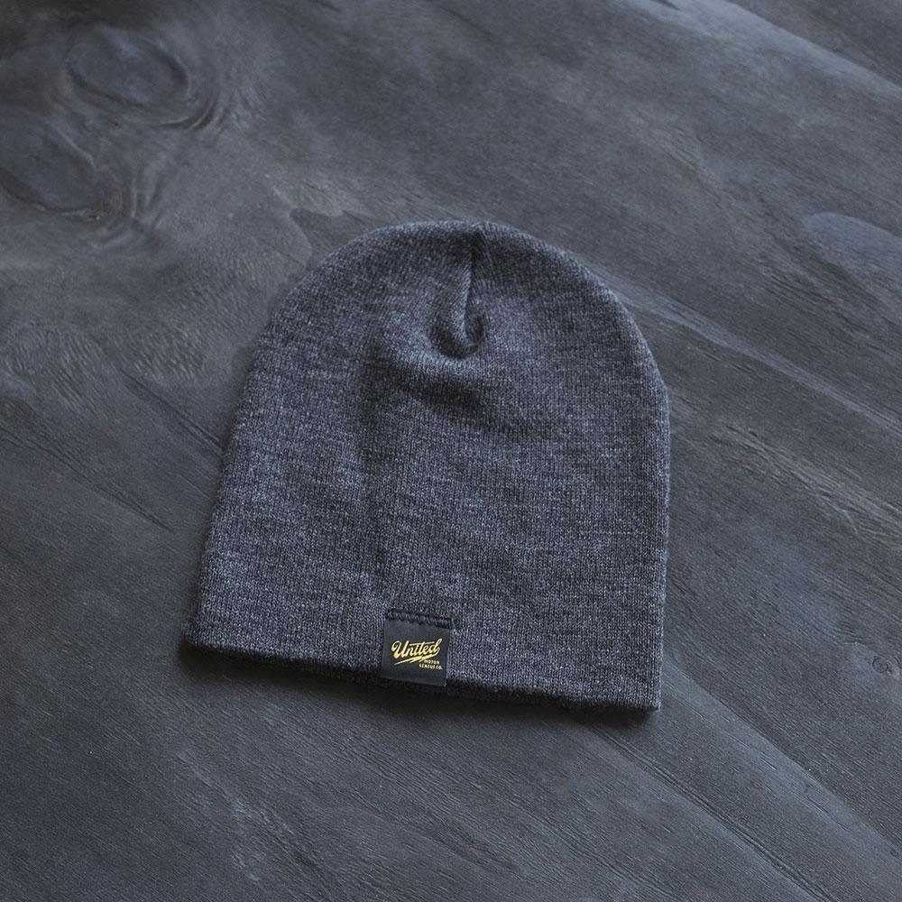 motorcycle cafe racer inspired winter beanie charcoal